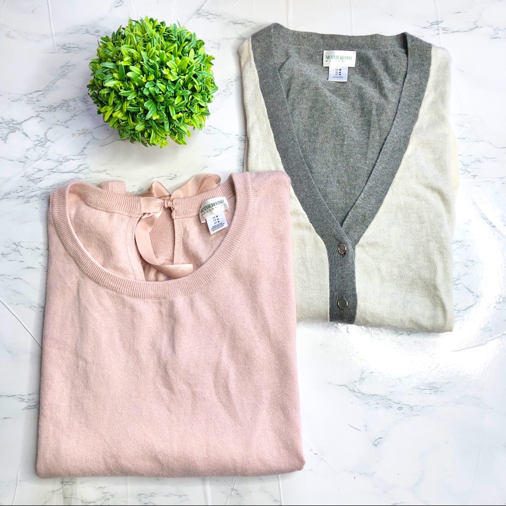 Motherhood cardigan/ scoop neck sweater bundle